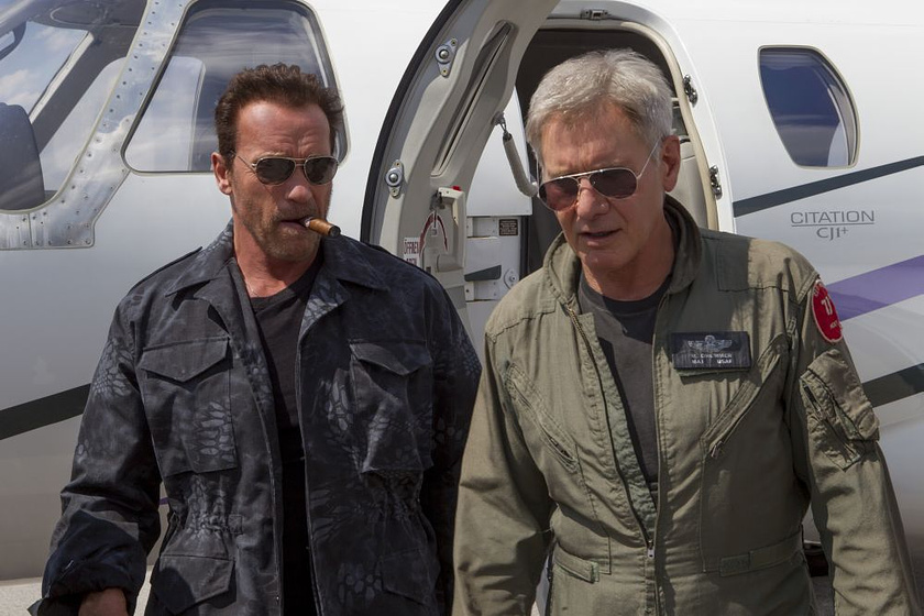 Arnold Schwarzenegger y Harrison Ford [I] en Los Mercenarios 3