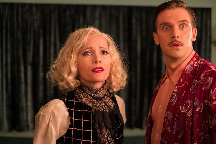 Leslie Mann y Dan Stevens en Un Espíritu Burlón
