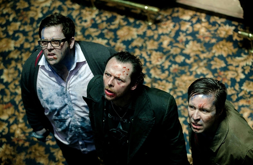 Paddy Considine, Simon Pegg y Nick Frost en Bienvenidos al fin del mundo