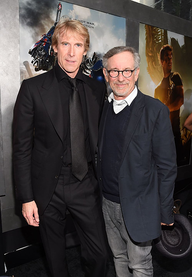 Steven Spielberg y Michael Bay en Transformers: La Era de la Extinción (Premiere en New York. Junio 2014)