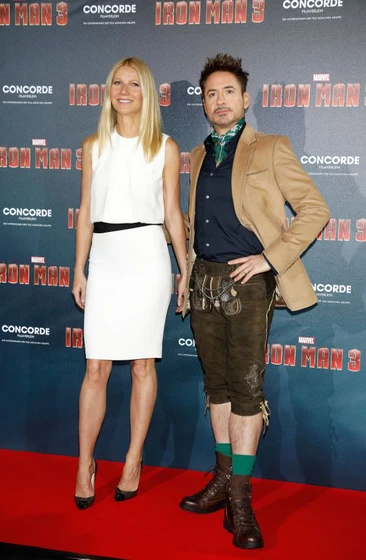Gwyneth Paltrow y Robert Downey Jr. en iron-man-3 (Photocall en Munich. Abril 2013)