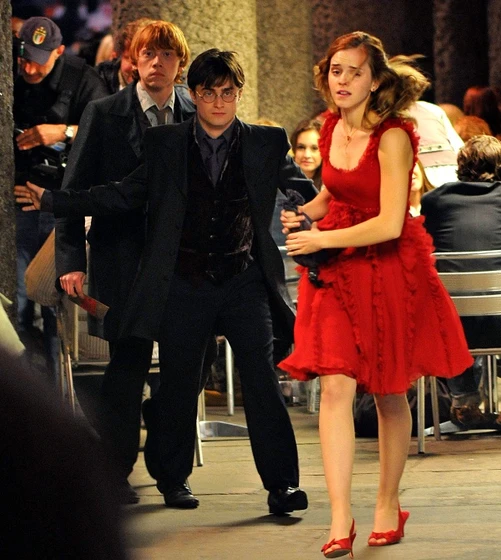 Daniel Radcliffe, Rupert Grint y Emma Watson en Harry Potter y las reliquias de la muerte, Primera parte (Rodaje)