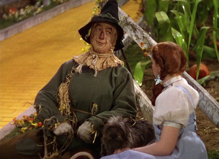 Judy Garland y Ray Bolger en El Mago de Oz