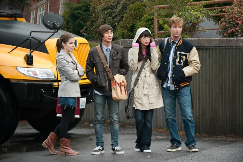 Michael Welch, Anna Kendrick, Justin Chon y Christian Serratos en La saga Crepúsculo: Eclipse
