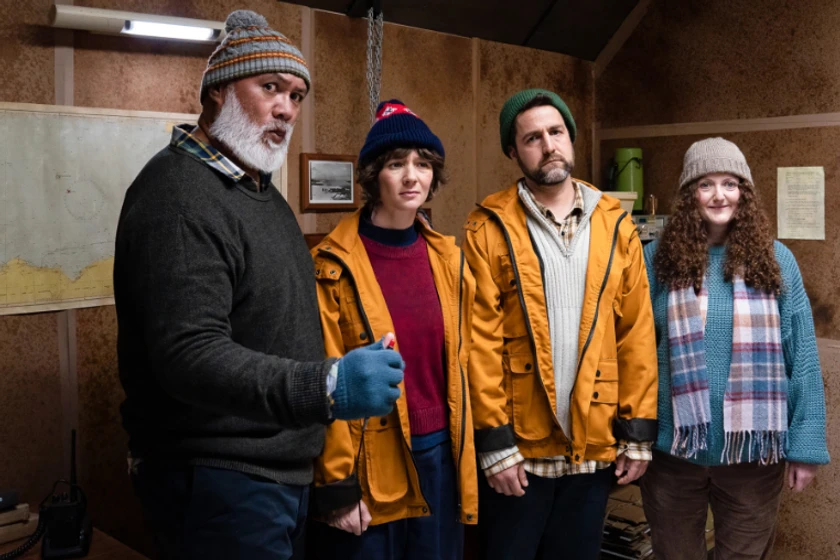 David Fane, Ivan Aristeguieta, Florence Noble y Fiona Crombie en yesterday-island