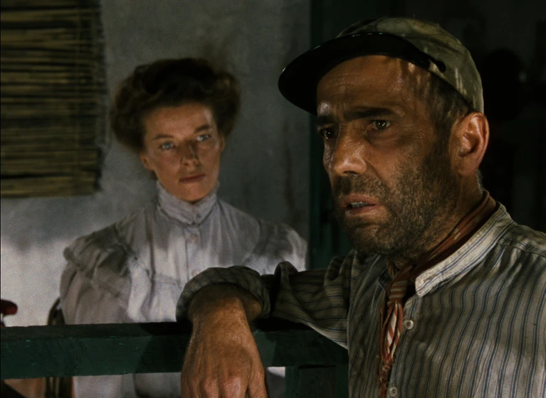 Humphrey Bogart y Katharine Hepburn en la-reina-de-africa