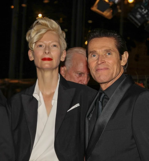 Willem Dafoe y Tilda Swinton en el-gran-hotel-budapest (Premiere en Berlin. 2014)