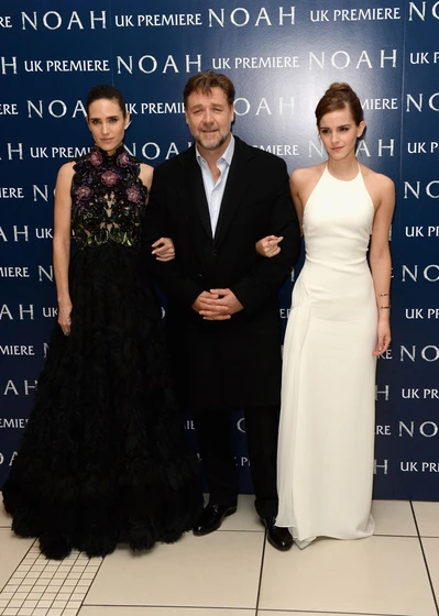 Jennifer Connelly, Russell Crowe y Emma Watson en noe (Premiere en Londres. Marzo 2014)