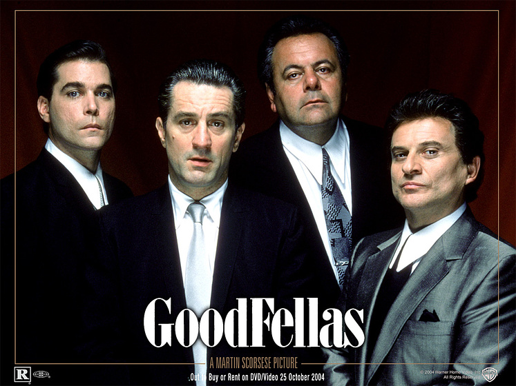 Robert De Niro, Joe Pesci, Ray Liotta y Paul Sorvino en Uno de los nuestros (Fotograma)