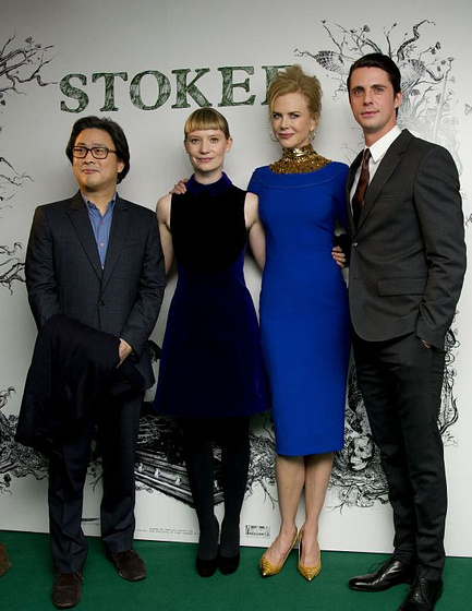 Matthew Goode, Nicole Kidman, Chan-wook Park y Mia Wasikowska en Stoker (Premiere en Londres. 2013)