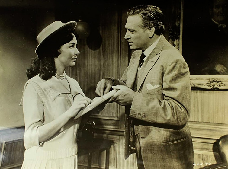 Jennifer Jones y Leslie Bradley en La Terrible Miss Dove