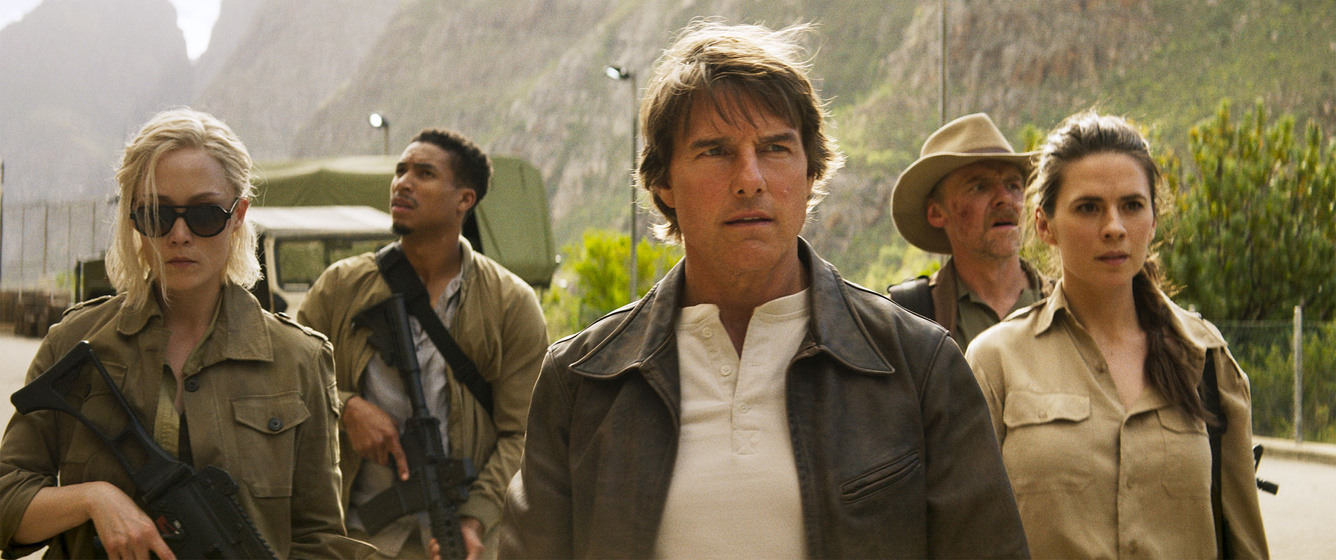 Tom Cruise, Hayley Atwell y Pom Klementieff en Misión Imposible: Sentencia Final