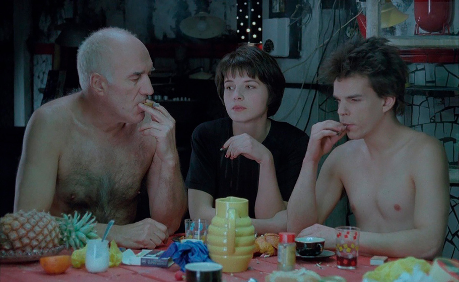 Juliette Binoche, Denis Lavant y Michel Piccoli en Mala Sangre