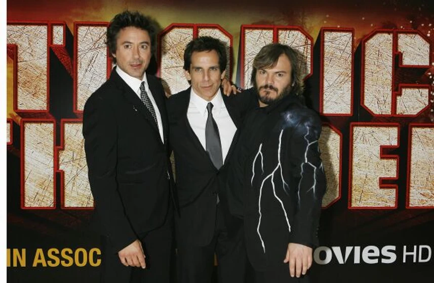 Ben Stiller, Jack Black y Robert Downey Jr. en tropic-thunder-una-guerra-muy-perra (Premiere en Londres. Septiembre 2008)