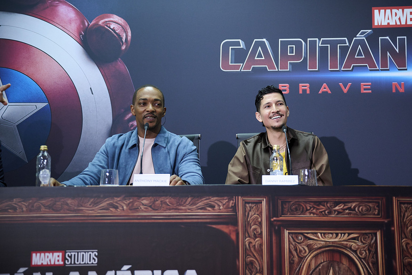 Anthony Mackie y Danny Ramirez en Capitán América: Brave New World (Photocall en Madrid. Enero 2025)