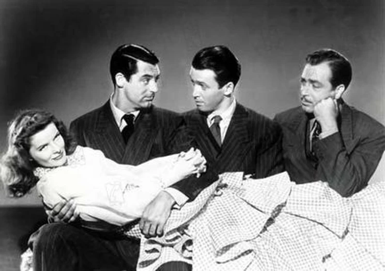 James Stewart, Cary Grant, Katharine Hepburn y John Howard en historias-de-filadelfia
