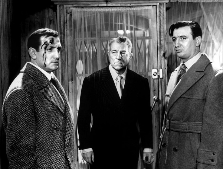 Albert Rémy, Jean Gabin y Lino Ventura en Razzia sur la Chnouf