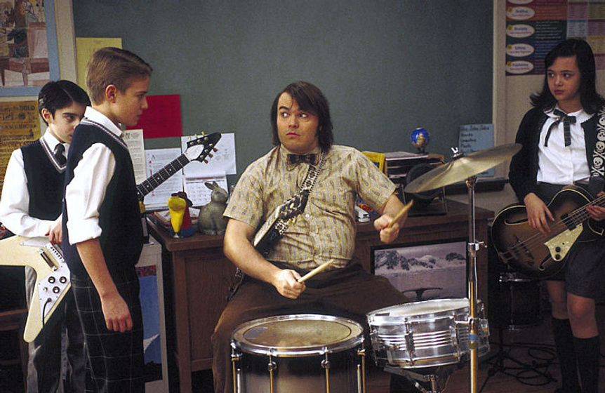 Jack Black y Rebecca Brown en Escuela de Rock