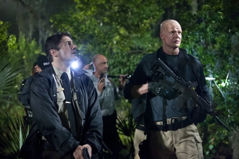 Zach Galligan y Derek Mears en hatchet-iii