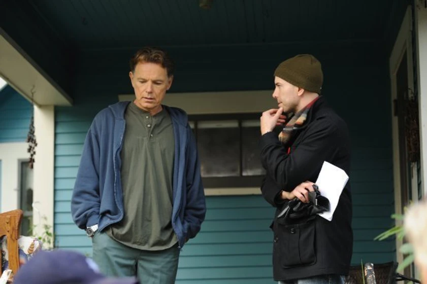 Bruce Greenwood y Jim Cliffe en el-destino-esta-escrito (Durante el rodaje)