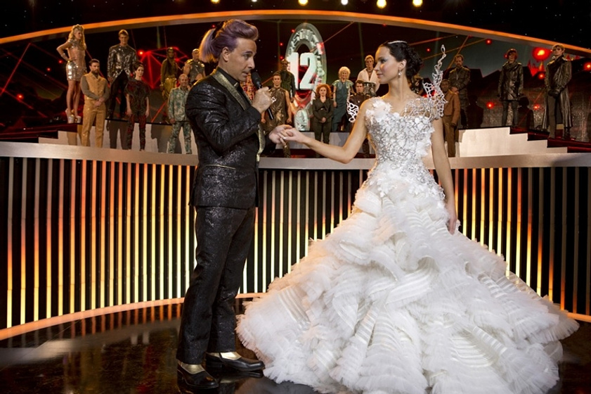 Stanley Tucci y Jennifer Lawrence en Los Juegos del Hambre. En Llamas