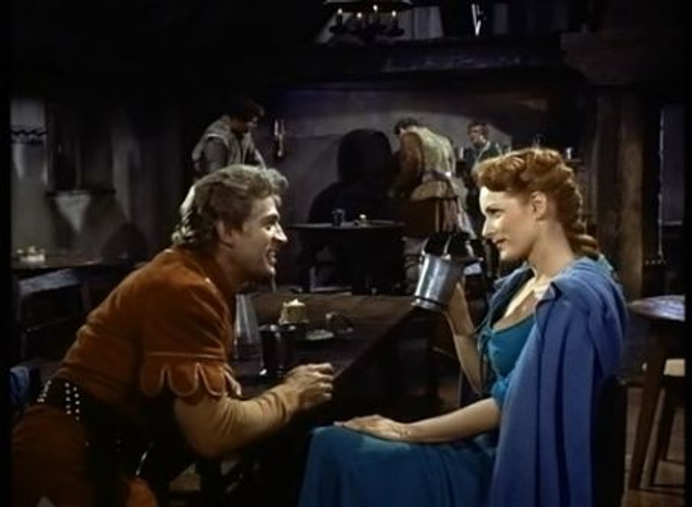 Maureen O'Hara y George Nader en Lady Godiva