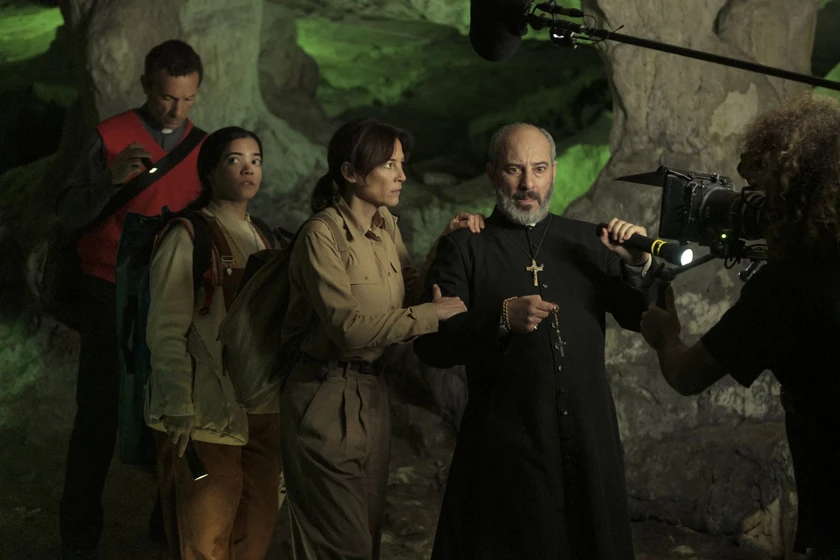 Leonor Watling, Pablo Derqui y Jaime Ordóñez en anatema (Rodaje)