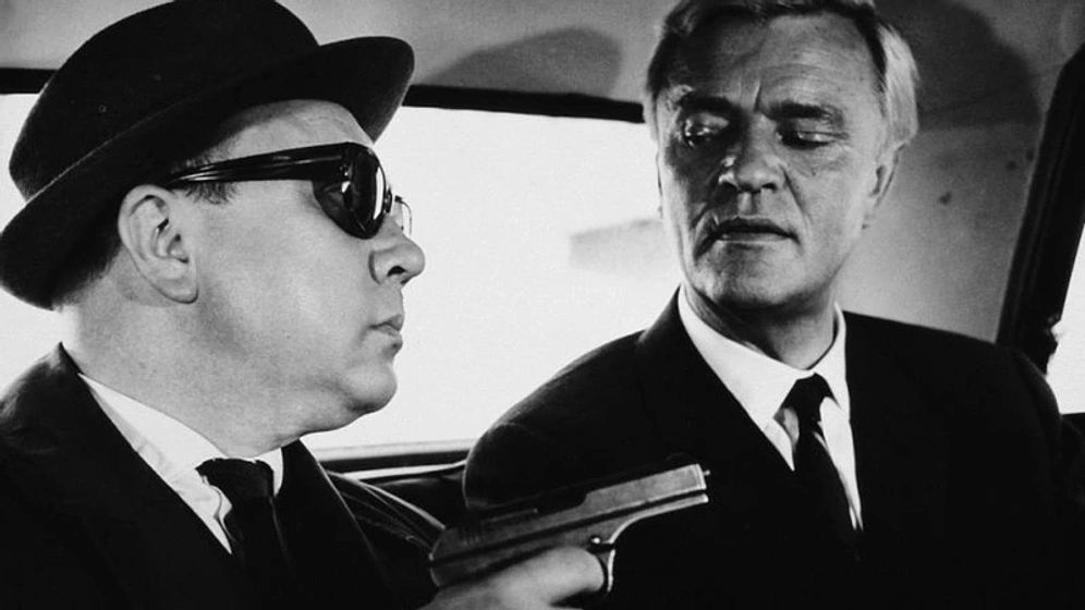 Peter van Eyck y Werner Peters en Dr. Mabuse vs. Scotland Yard