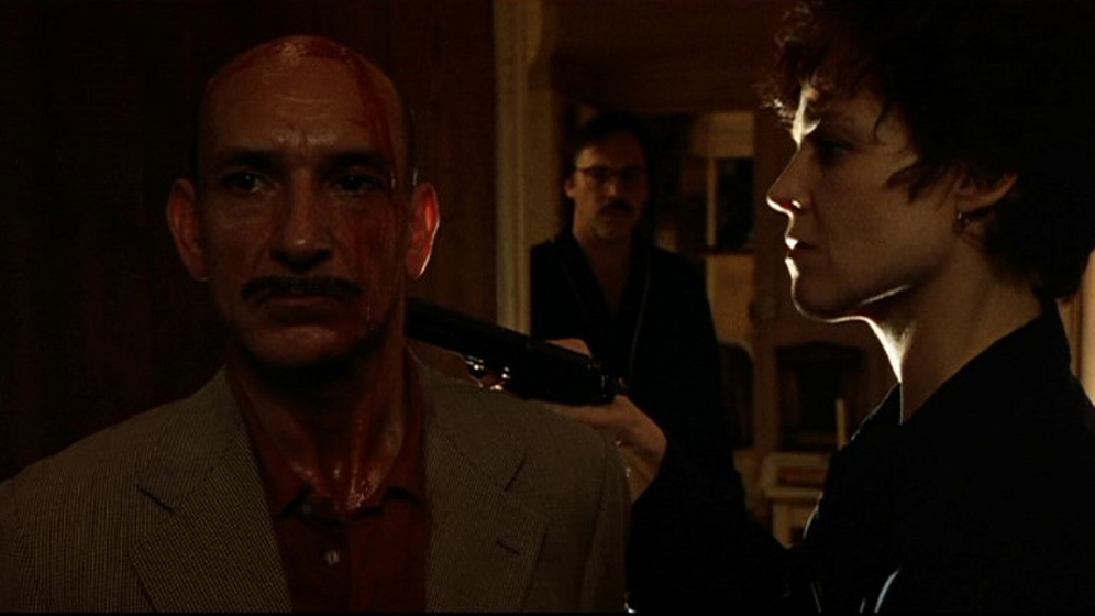 Sigourney Weaver, Stuart Wilson y Ben Kingsley en La Muerte y la doncella