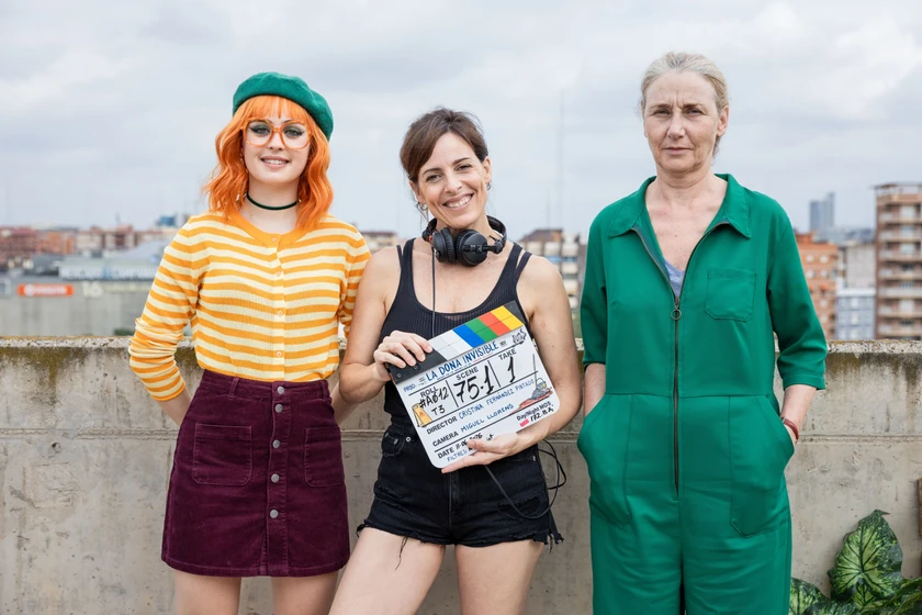 Mona Martínez, Cristina Fernández Pintado y Victoria Oliver en la-dona-invisible (Rodaje)