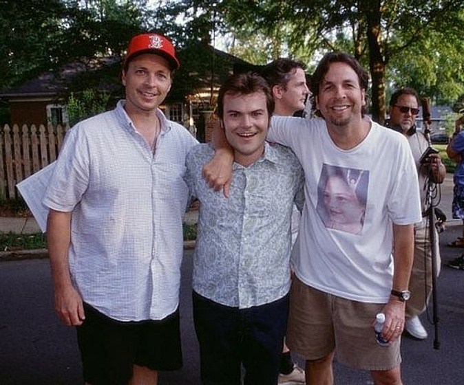 Bobby Farrelly, Peter Farrelly y Jack Black en Amor Ciego (Durante el rodaje)