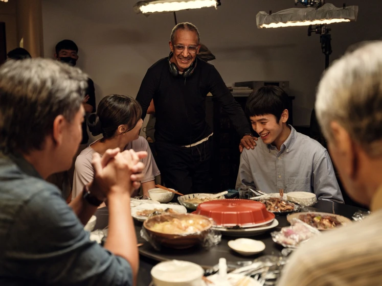 Abderrahmane Sissako y Michael Chang en te-negro (Rodaje)