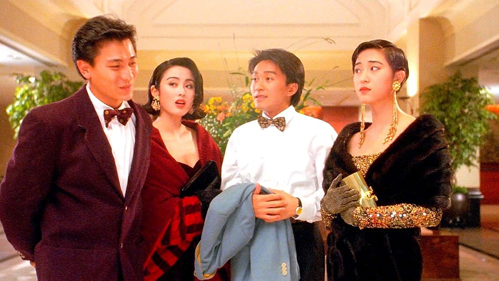 Stephen Chow, Andy Lau, Monica Chan y Sharla Cheung en god-of-gamblers-ii