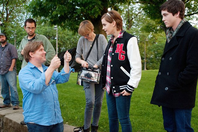 Emma Watson, Logan Lerman y Stephen Chbosky en Las Ventajas de Ser un Marginado (Durante el rodaje)