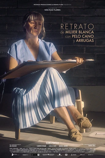 Poster de Retrato de mujer blanca con pelo cano y arrugas