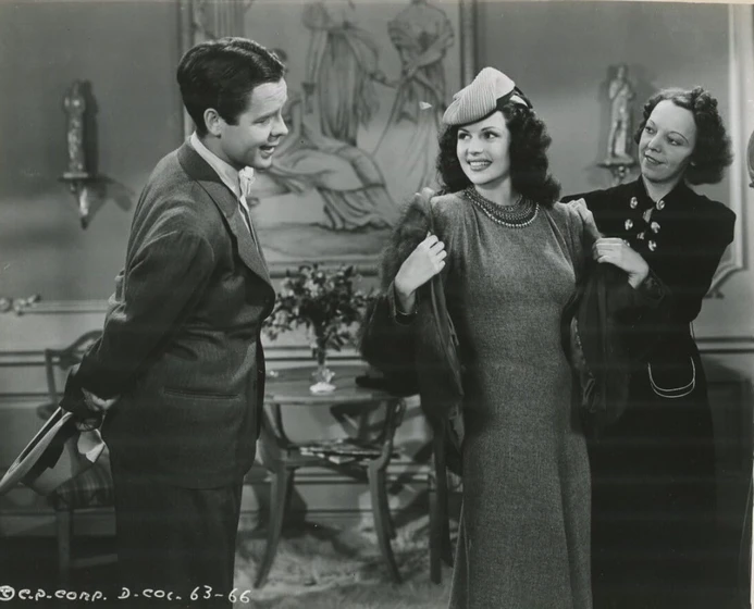 Rita Hayworth y Arthur Lake en blondie-on-a-budget
