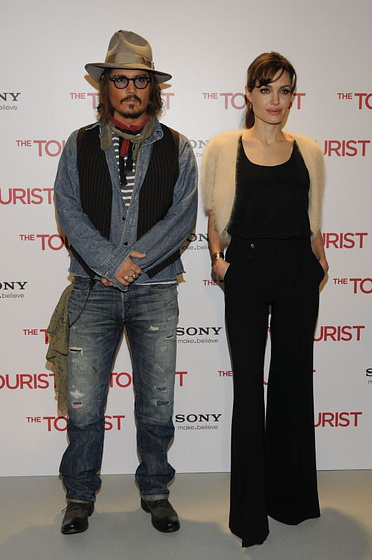 Johnny Depp y Angelina Jolie en The Tourist (Photocall en Madrid. Diciembre 2010)