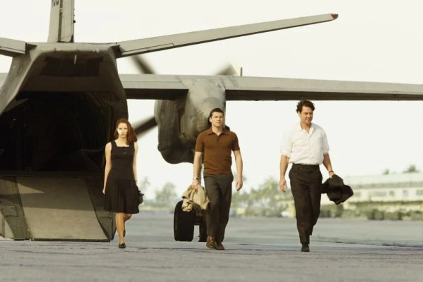Marton Csokas, Sam Worthington y Jessica Chastain en La Deuda
