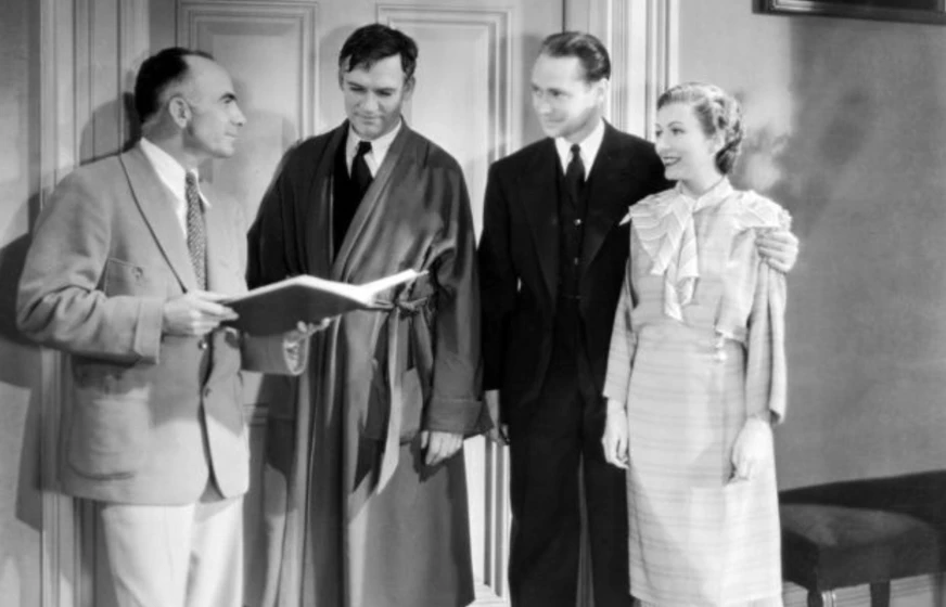 Franchot Tone, Walter Huston, Karen Morley y Gregory La Cava en el-despertar-de-una-nacion
