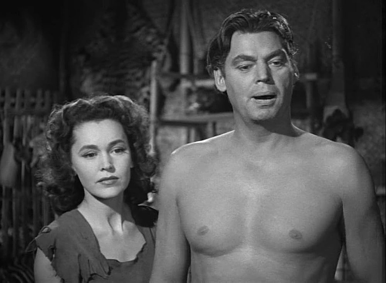 Maureen O'Sullivan y Johnny Weissmuller en tarzan-en-nueva-york