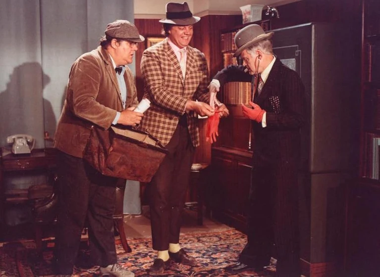 Ove Sprogøe, Morten Grunwald y Poul Bundgaard en the-olsen-gang-outta-sight