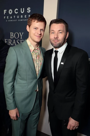 Joel Edgerton y Lucas Hedges en identidad-borrada (Premiere en Los Angeles. 2018)