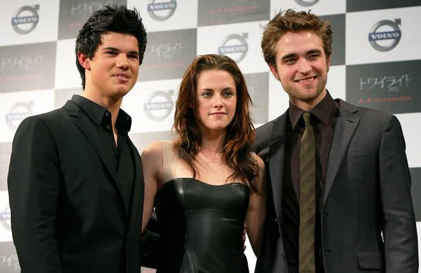Kristen Stewart, Robert Pattinson y Taylor Lautner en La Saga Crepúsculo: Luna Nueva