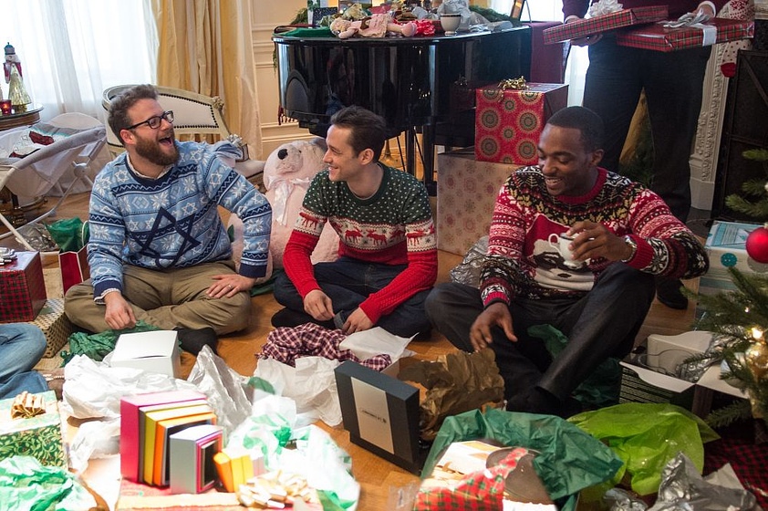 Joseph Gordon-Levitt, Seth Rogen y Anthony Mackie en Los Tres Reyes malos