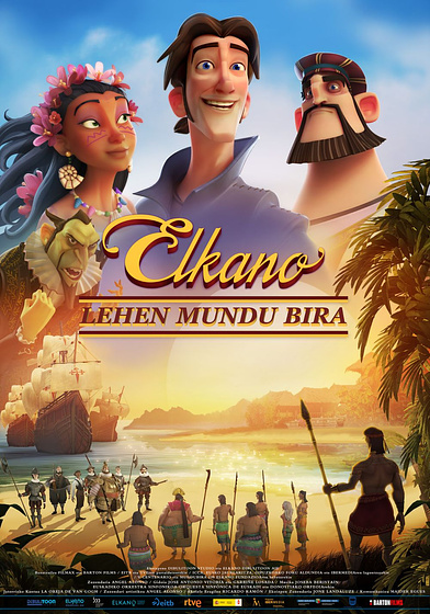 Imagen de Elcano y Magallanes. La Primera Vuelta al mundo (Cartel euskera)