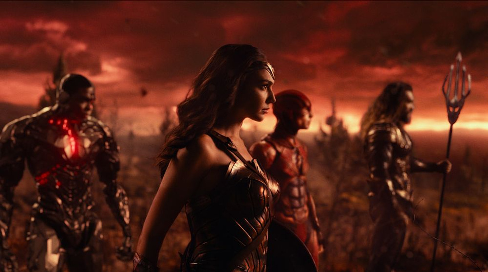 Ezra Miller, Gal Gadot, Jason Momoa y Ray Fisher en La Liga de la Justicia