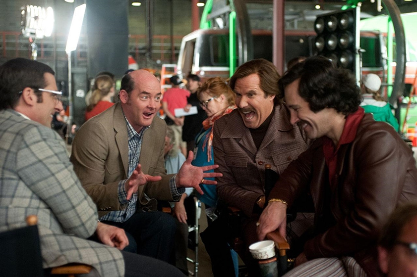 Will Ferrell, Paul Rudd, David Koechner y Steve Carell en Los Amos de la Noticia