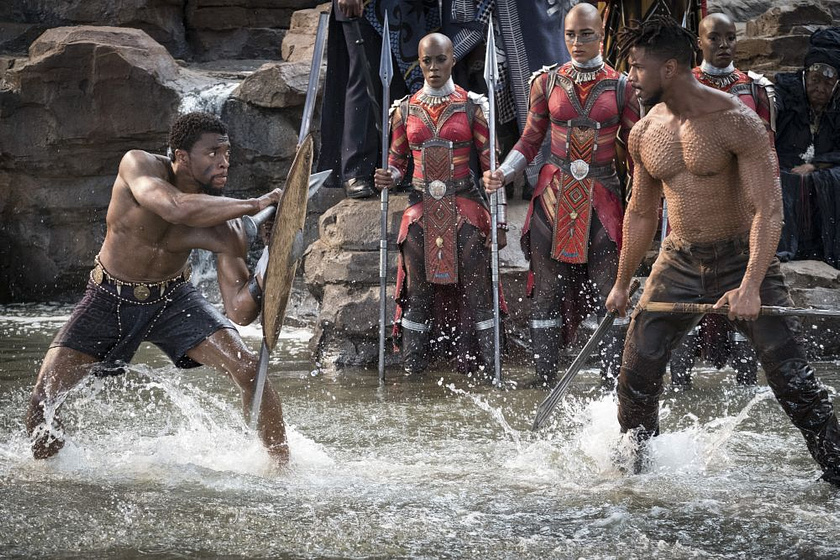 Michael B. Jordan y Chadwick Boseman en Black Panther