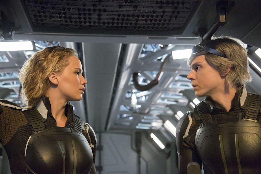 Evan Peters y Jennifer Lawrence en X-Men: Apocalipsis