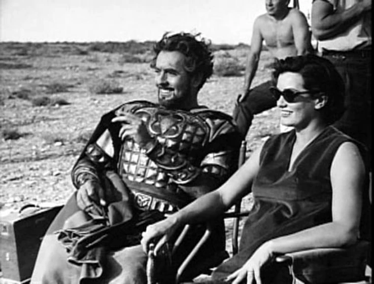 Tyrone Power en salomon-y-la-reina-de-saba (Tyrone Power en un momento del rodaje antes de su muerte)